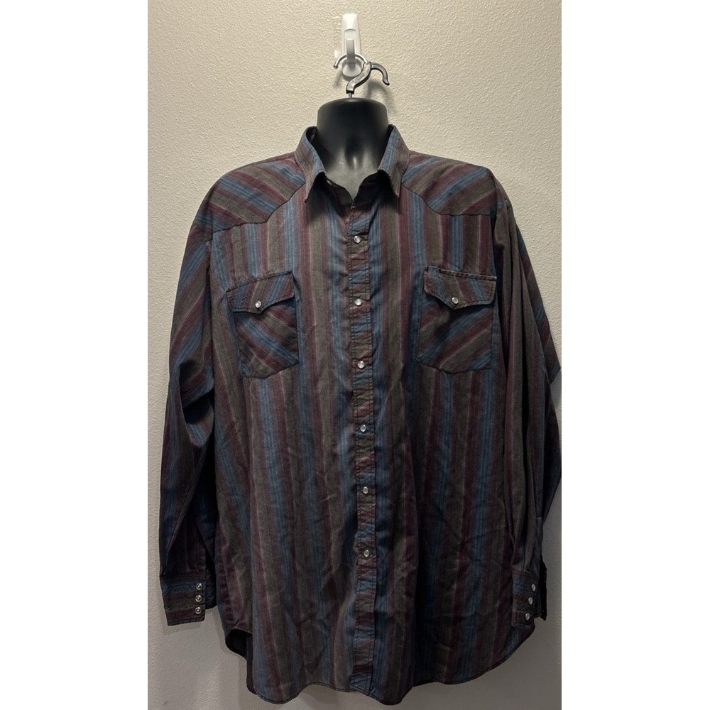 Vintage‎ Saddlebrook Western Wear Pearl Snap Shirt Brown Men's Sz 2XLT USA